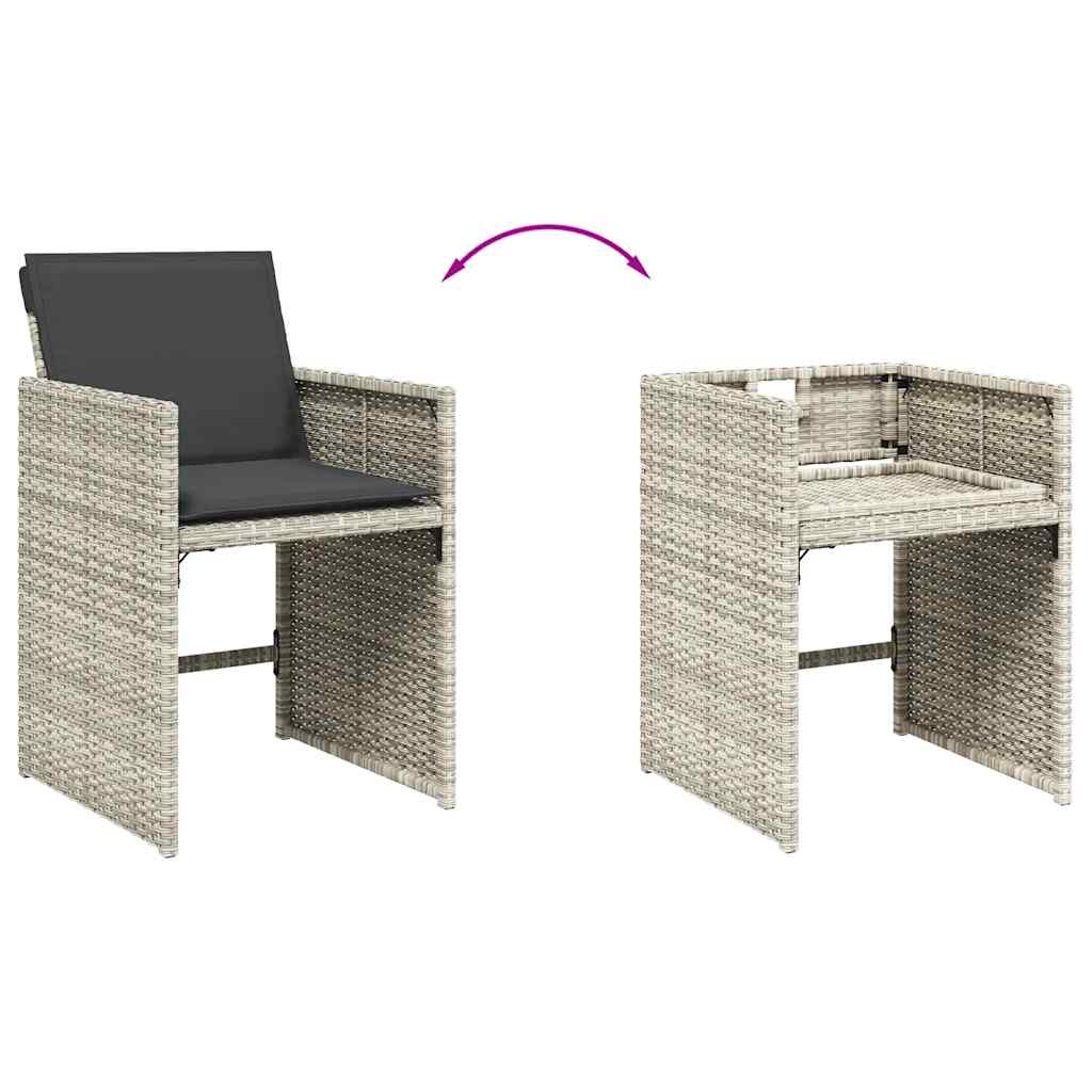 vidaXL Σετ Τραπεζαρίας Κήπου 9 τεμ. Αν. Γκρι Συνθ. Ρατάν με Μαξιλάρια