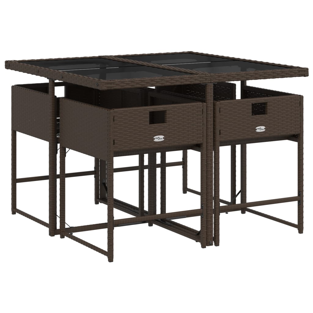 vidaXL Σετ Τραπεζαρίας Κήπου 5 Τεμαχίων Καφέ Συνθ. Ρατάν με Μαξιλάρια