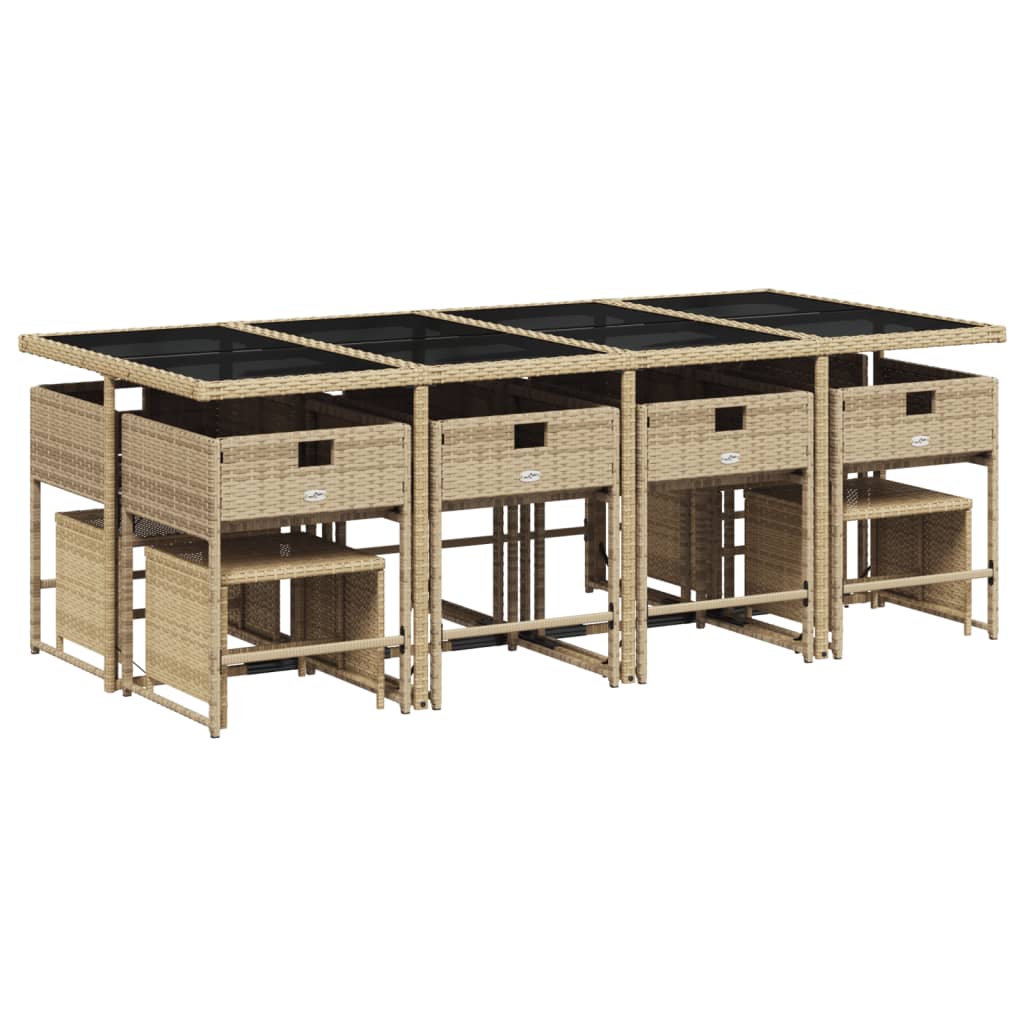 vidaXL Σετ Τραπεζαρίας Κήπου 13 τεμ. Μπεζ Συνθ. Ρατάν με Μαξιλάρια