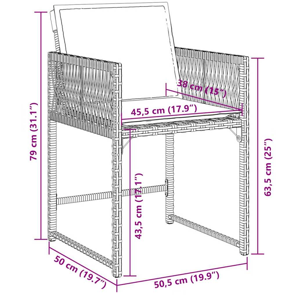 vidaXL Σετ Τραπεζαρίας Κήπου 5 Τεμαχίων Μαύρο Συνθ. Ρατάν με Μαξιλάρια