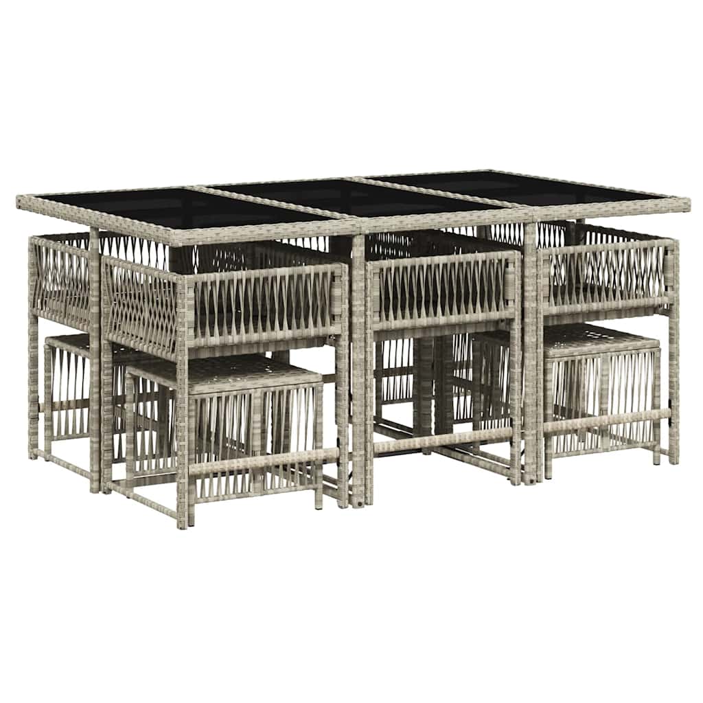 vidaXL Σετ Τραπεζαρίας Κήπου 11 τεμ. Αν. Γκρι Συνθ. Ρατάν με Μαξιλάρια