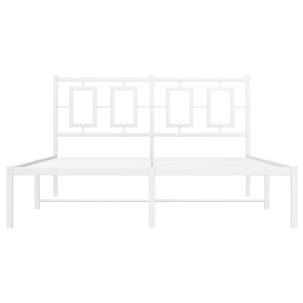 vidaXL Πλαίσιο Κρεβατιού με Κεφαλάρι Λευκό 140x190 εκ. Μεταλλικό