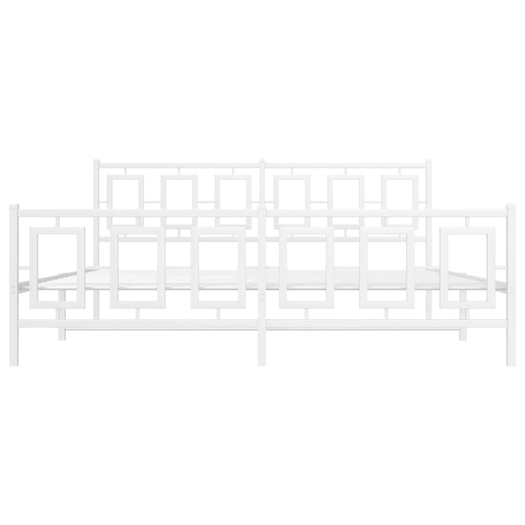 vidaXL Πλαίσιο Κρεβατιού με Κεφαλάρι&Ποδαρικό Λευκό 183x213εκ. Μέταλλο