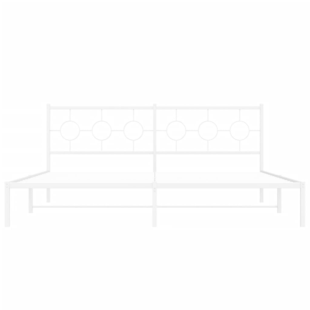 vidaXL Πλαίσιο Κρεβατιού με Κεφαλάρι Λευκό 193 x 203 εκ. Μεταλλικό