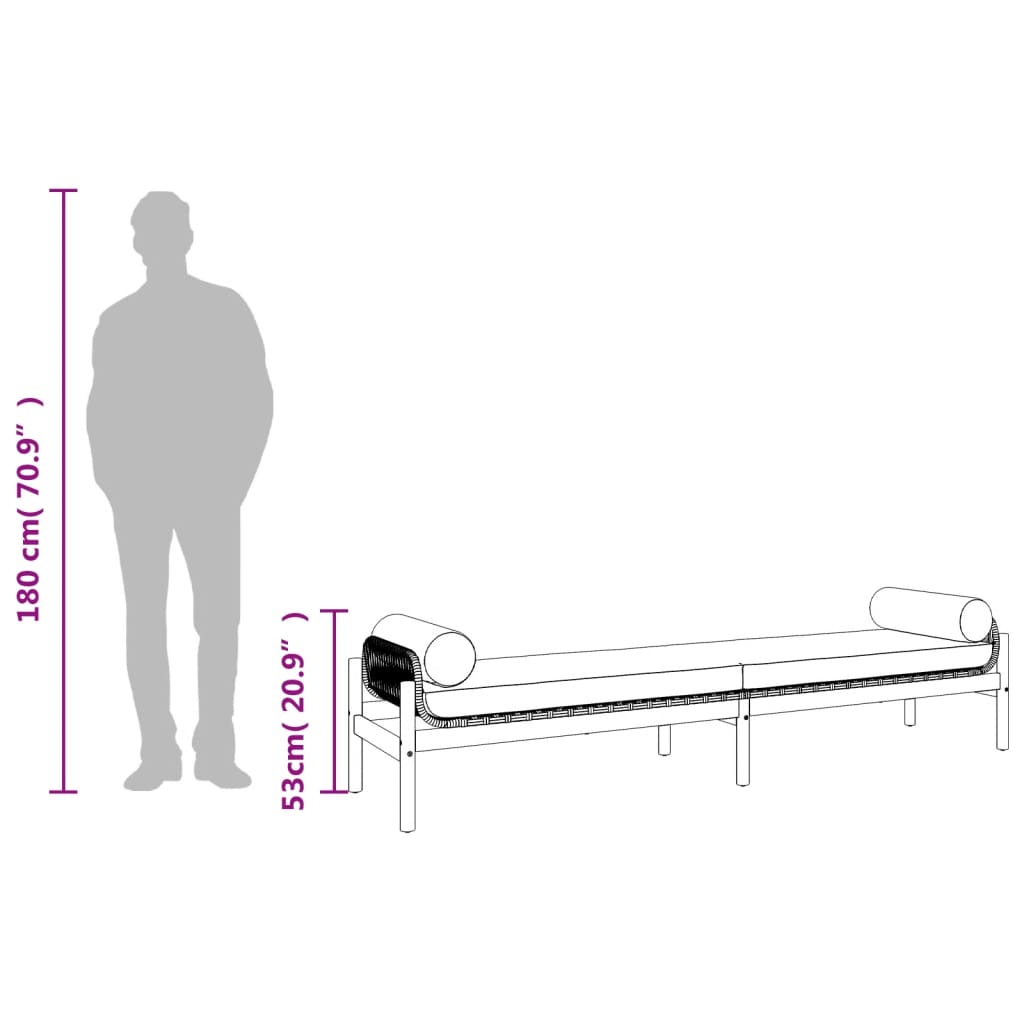 vidaXL Πάγκος Κήπου Μαύρος από Συνθετικό Ρατάν/Ακακία με Μαξιλάρι