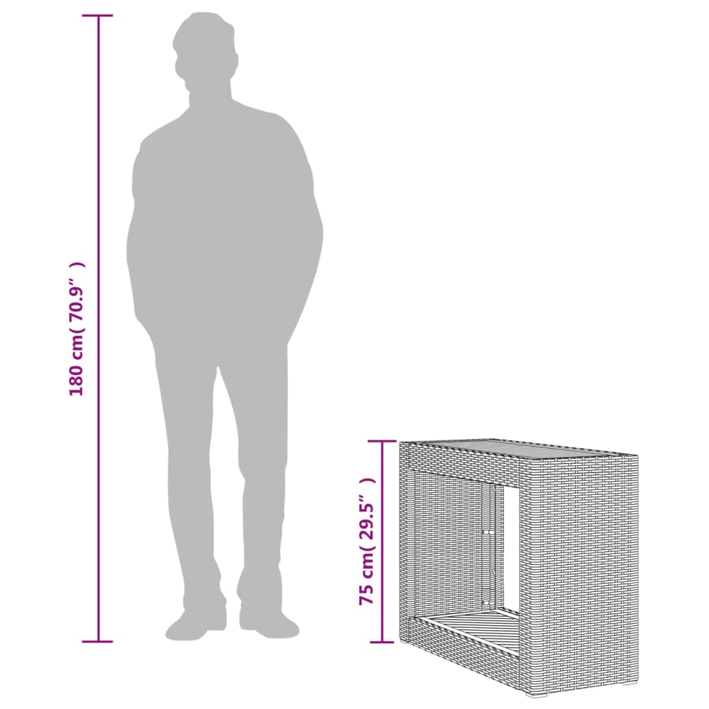 vidaXL Τραπέζι Κήπου με Ξύλινη Επιφάνεια Γκρι 100x40x75 εκ Συνθ. Ρατάν