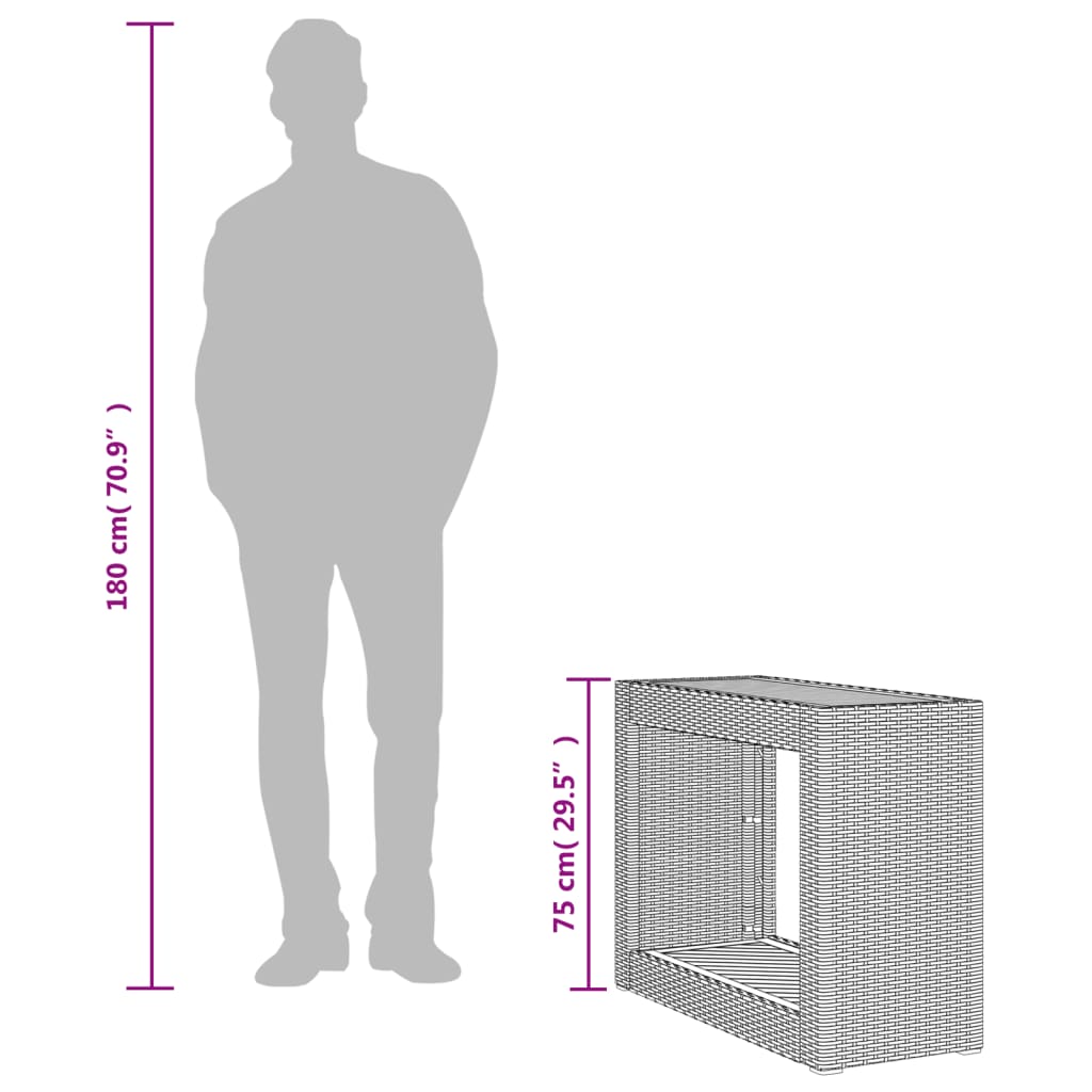 vidaXL Τραπέζι Κήπου με Ξύλινη Επιφάνεια Μπεζ 100x40x75 εκ Συνθ. Ρατάν