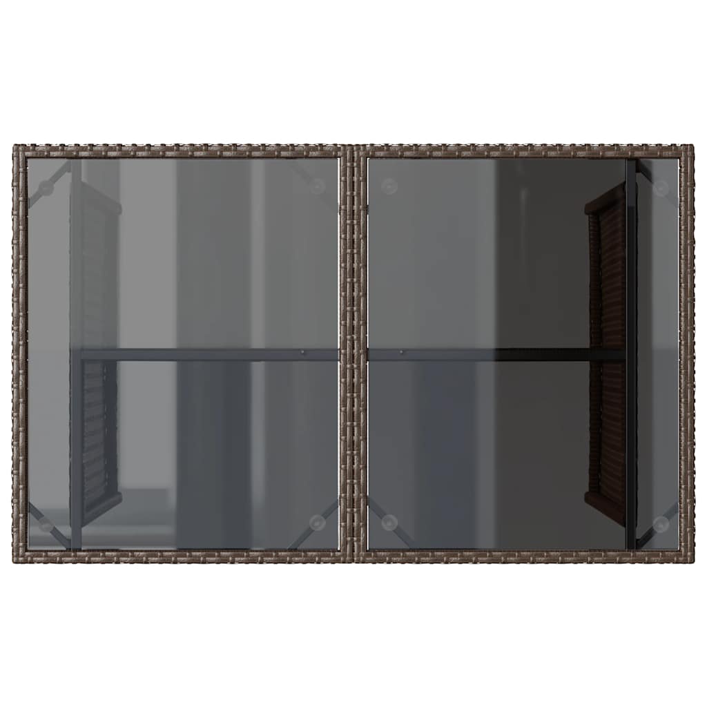 vidaXL Τραπέζι Κήπου με Γυάλινη Επιφάνεια Καφέ 110x68x70 εκ Ρατάν