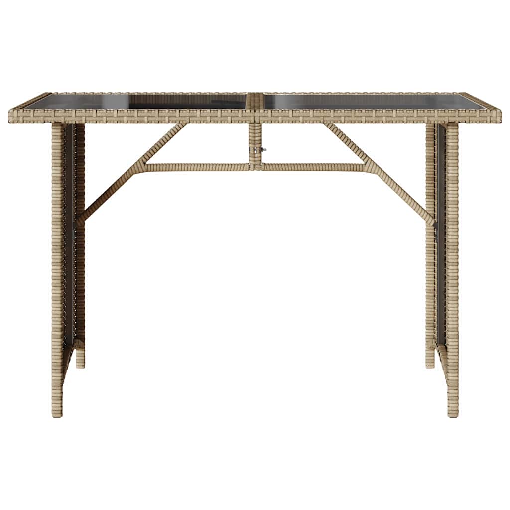 vidaXL Τραπέζι Κήπου με Γυάλινη Επιφάνεια Μπεζ 110x68x70 εκ Ρατάν