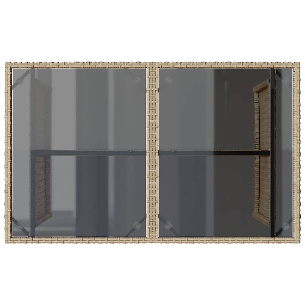 vidaXL Τραπέζι Κήπου με Γυάλινη Επιφάνεια Μπεζ 110x68x70 εκ Ρατάν