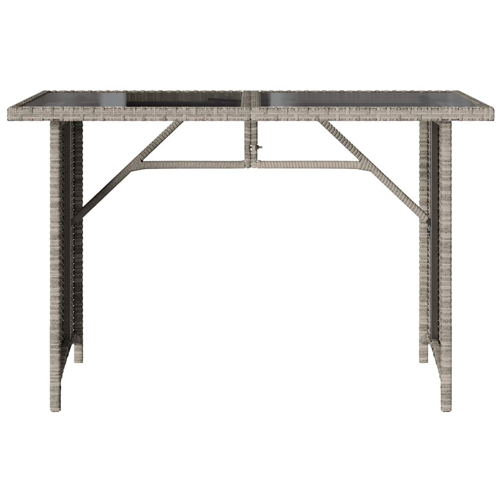 vidaXL Τραπέζι Κήπου με Γυάλινη Επιφάνεια Αν. Γκρι 110x68x70 εκ Ρατάν