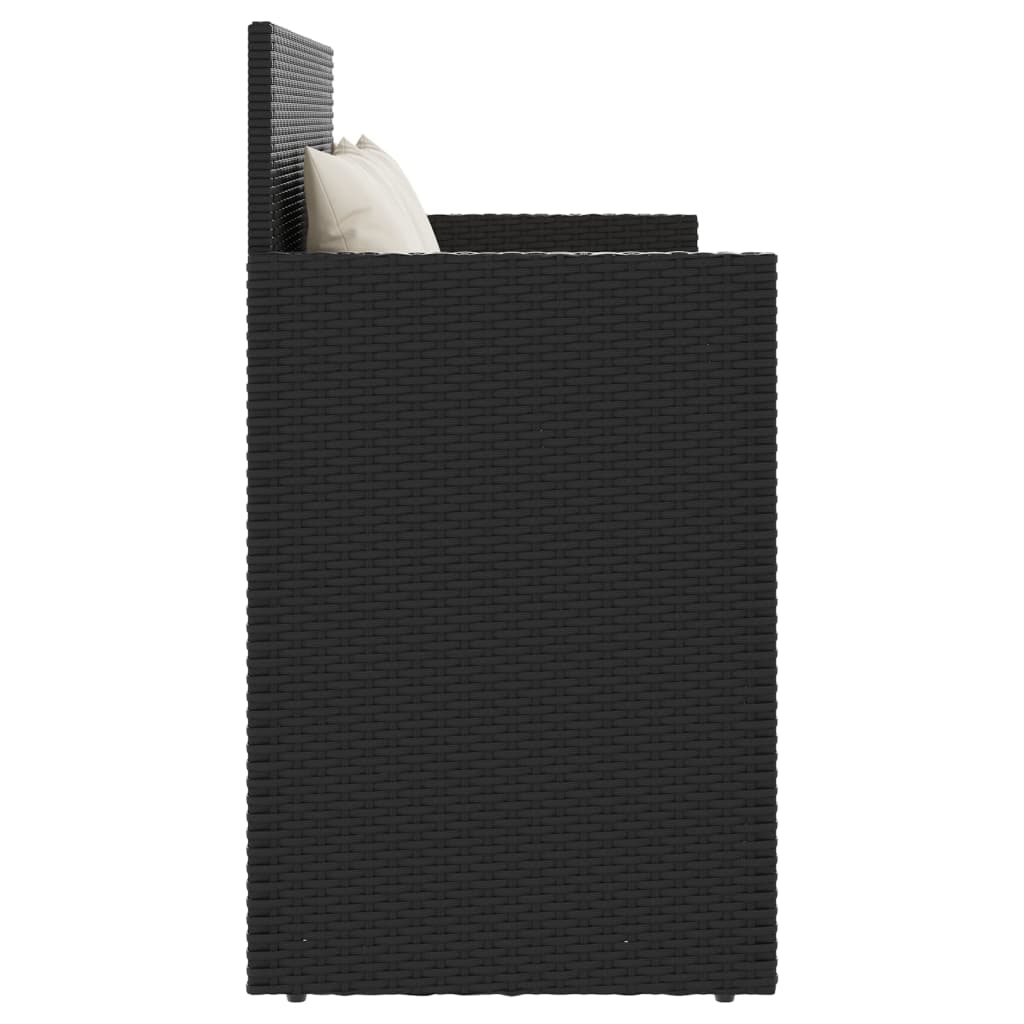 vidaXL Πάγκος Κήπου Μαύρος από Συνθετικό Ρατάν με Μαξιλάρια