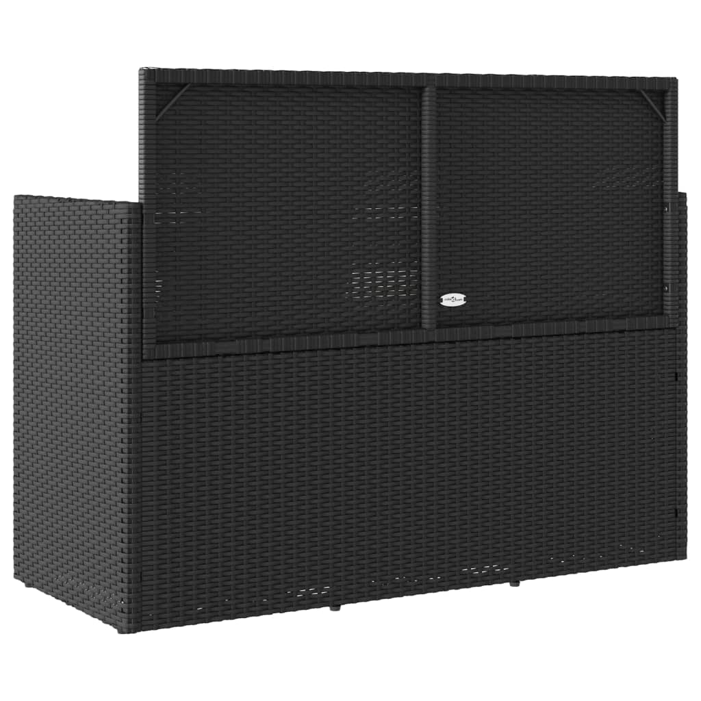 vidaXL Πάγκος Κήπου Μαύρος από Συνθετικό Ρατάν με Μαξιλάρια