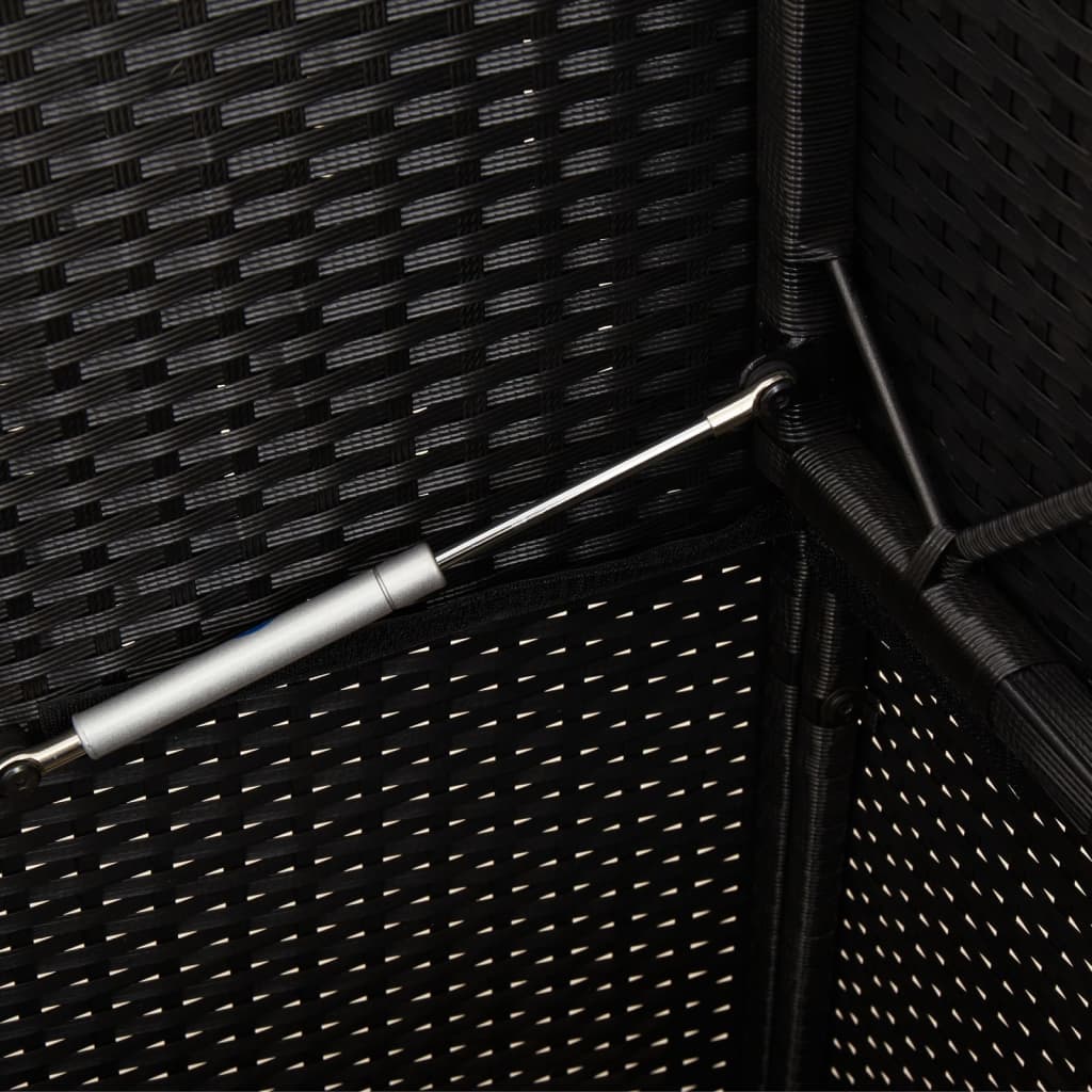 vidaXL Πάγκος Κήπου Μαύρος από Συνθετικό Ρατάν με Μαξιλάρια