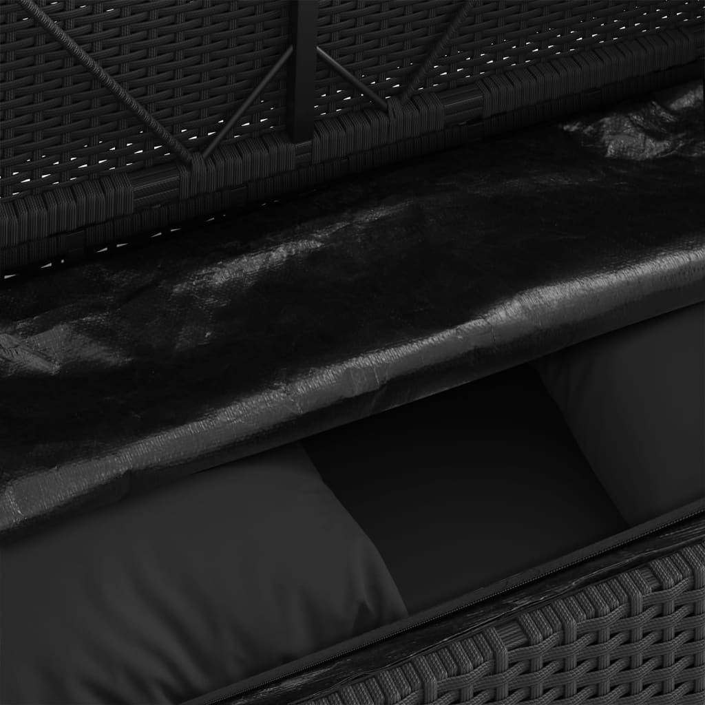 vidaXL Πάγκος Κήπου Μαύρος από Συνθετικό Ρατάν με Μαξιλάρια