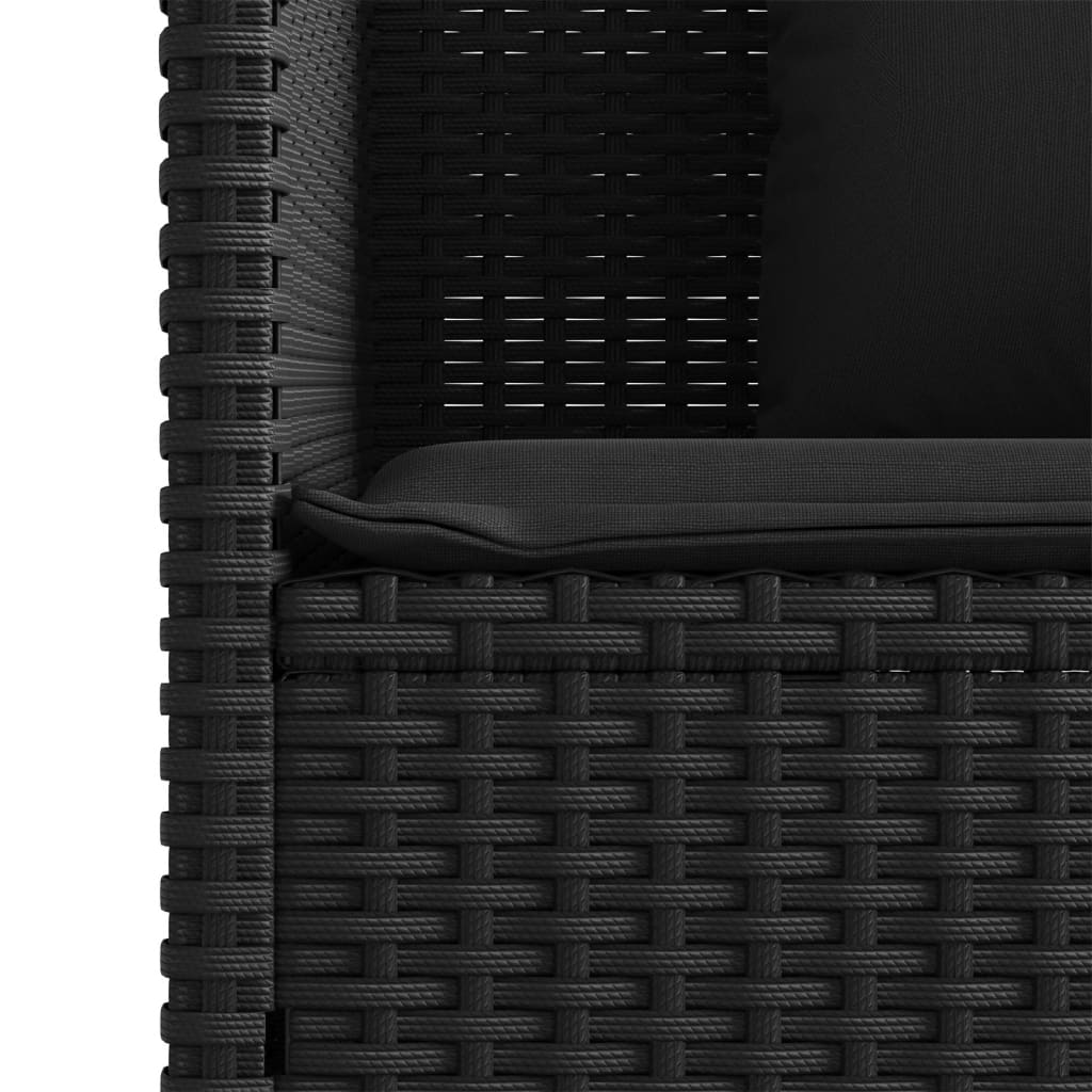vidaXL Πάγκος Κήπου Μαύρος από Συνθετικό Ρατάν με Μαξιλάρια
