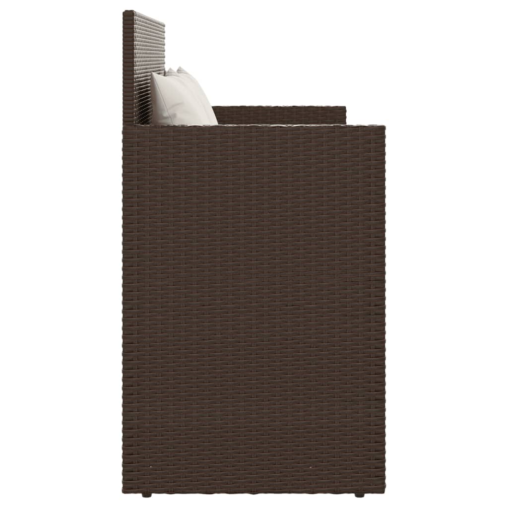 vidaXL Παγκάκι Κήπου Καφέ από Συνθετικό Ρατάν με Μαξιλάρια