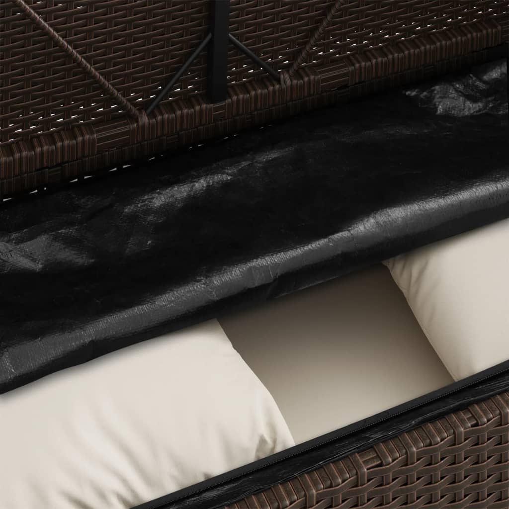 vidaXL Παγκάκι Κήπου Καφέ από Συνθετικό Ρατάν με Μαξιλάρια