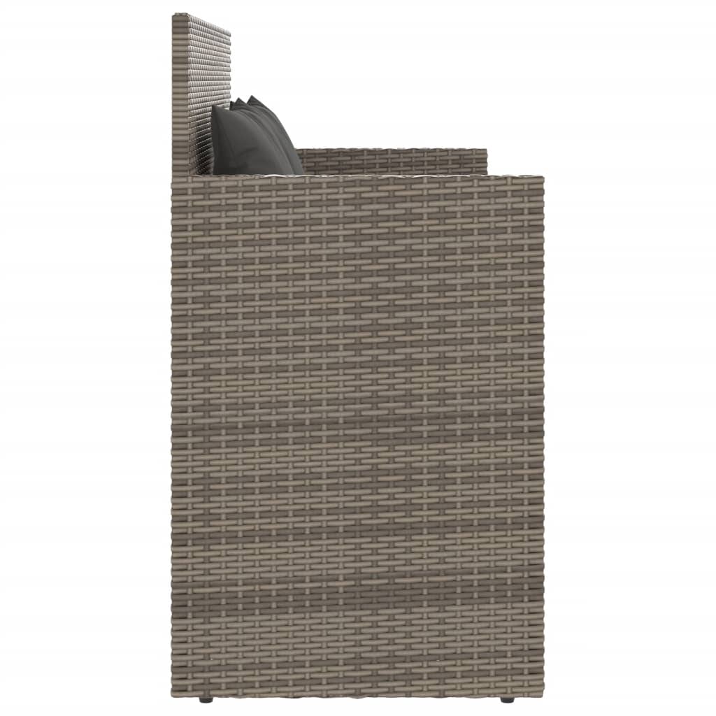 vidaXL Πάγκος Κήπου Γκρι από Συνθετικό Ρατάν με Μαξιλάρια