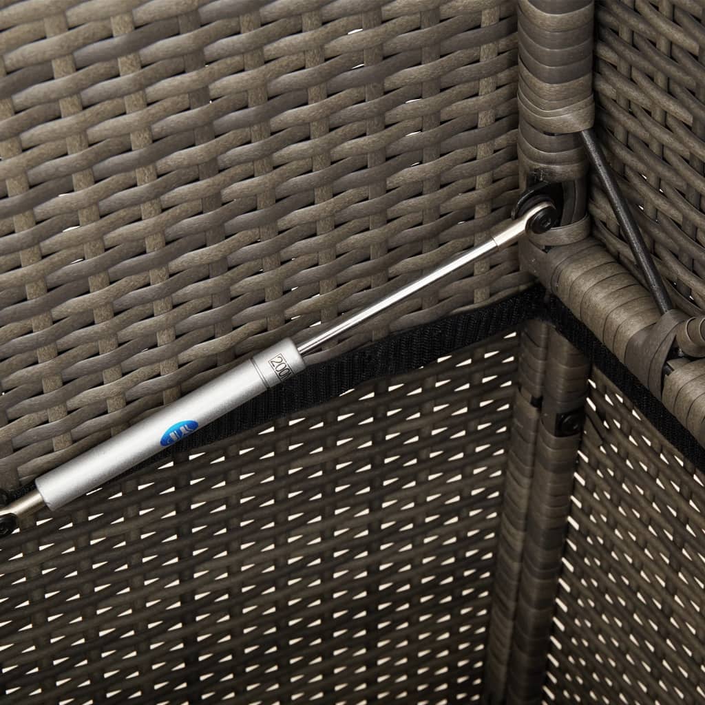 vidaXL Πάγκος Κήπου Γκρι από Συνθετικό Ρατάν με Μαξιλάρια