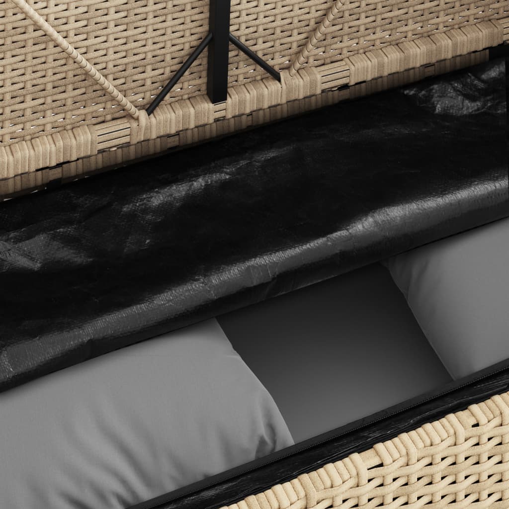 vidaXL Πάγκος Κήπου Μπεζ από Συνθετικό Ρατάν με Μαξιλάρια