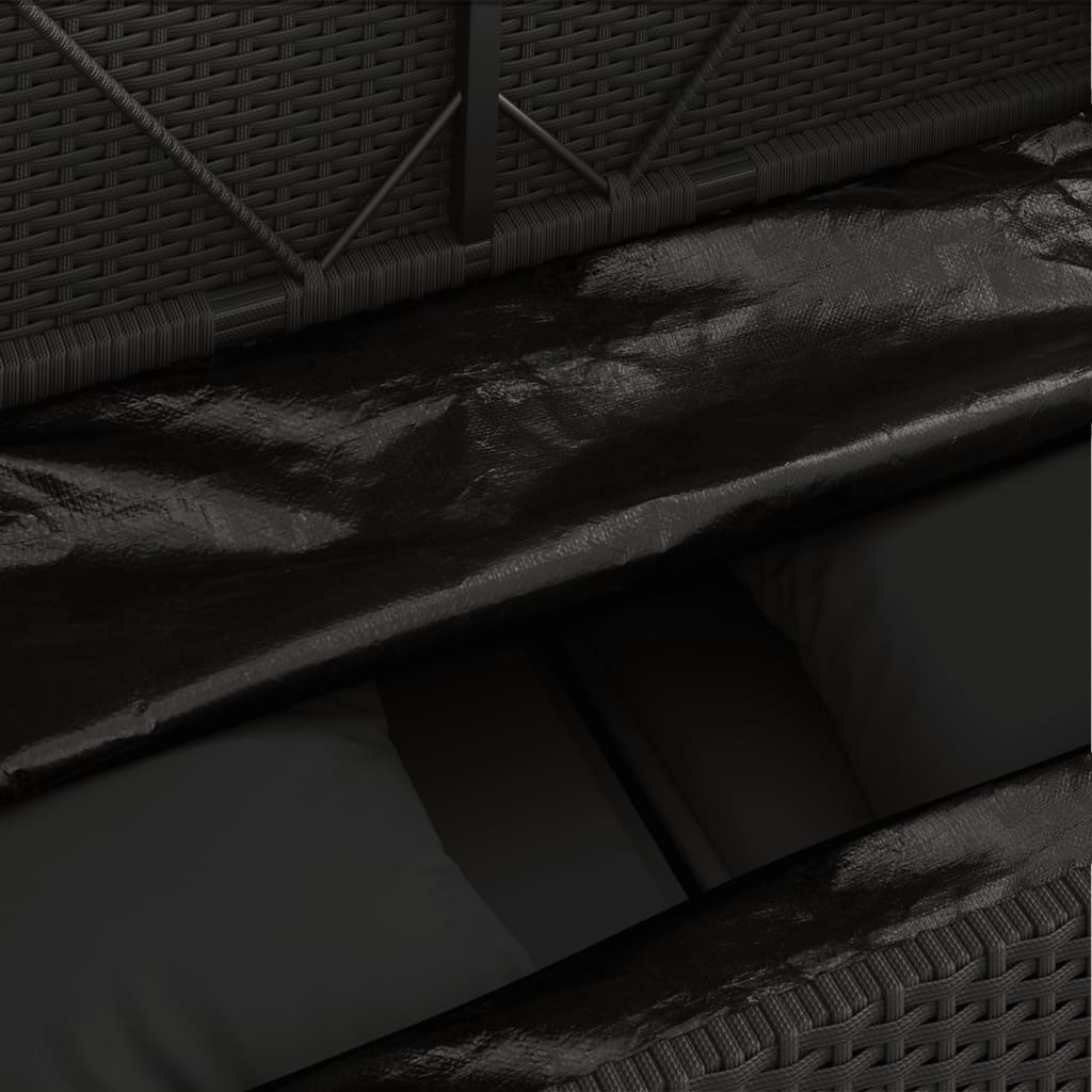 vidaXL Πάγκος Κήπου Μαύρος από Συνθετικό Ρατάν με Μαξιλάρια
