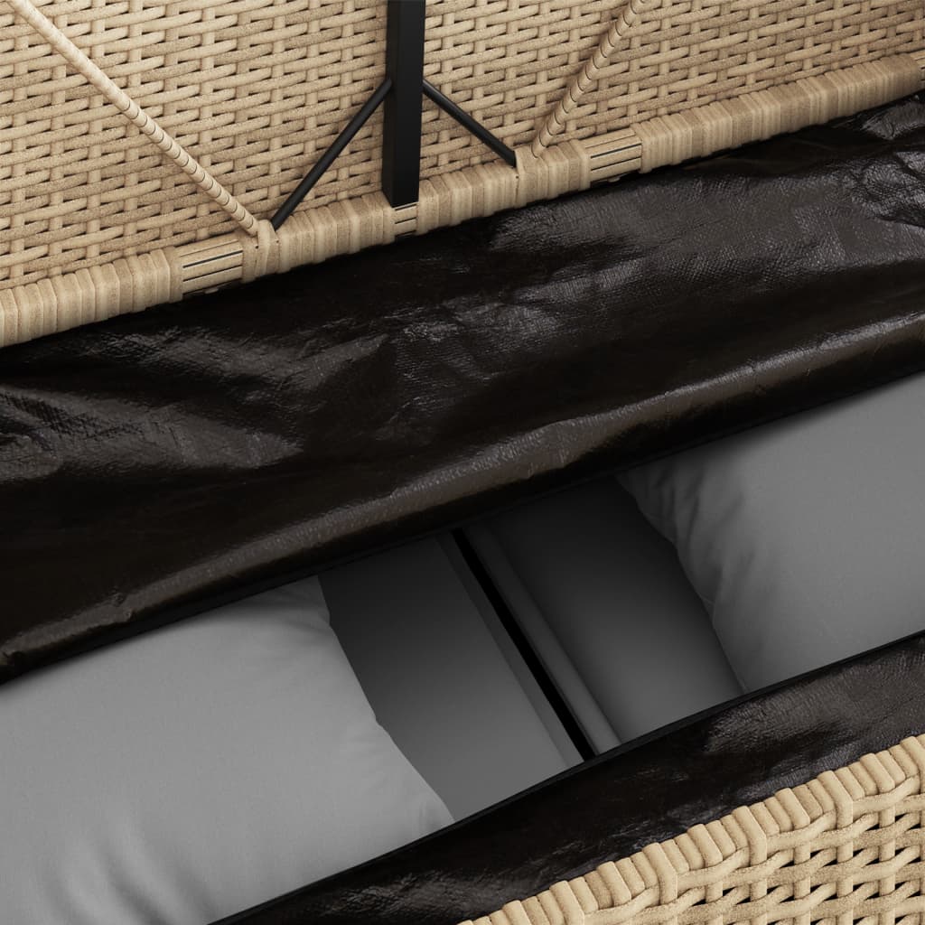 vidaXL Πάγκος Κήπου Μπεζ από Συνθετικό Ρατάν με Μαξιλάρια