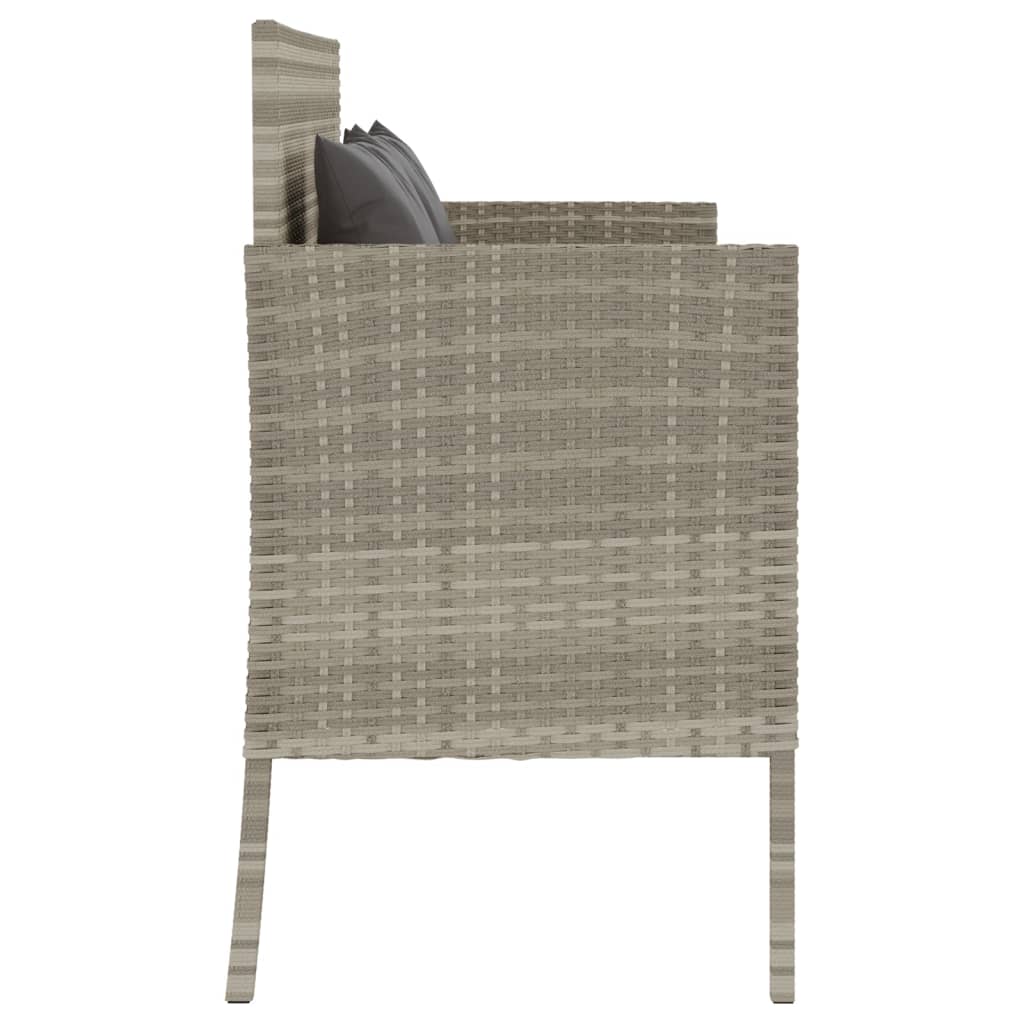 vidaXL Πάγκος Κήπου Ανοιχτό Γκρι από Συνθετικό Ρατάν με Μαξιλάρια
