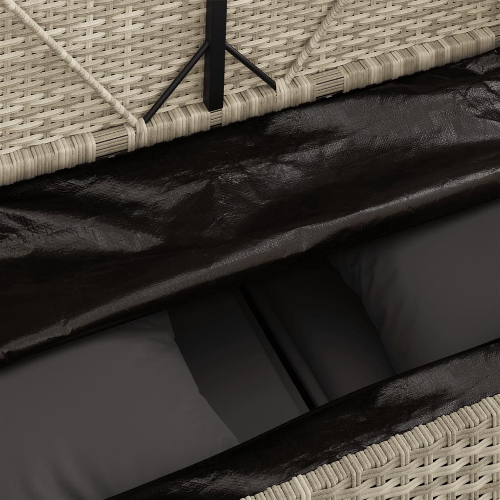 vidaXL Πάγκος Κήπου Ανοιχτό Γκρι από Συνθετικό Ρατάν με Μαξιλάρια