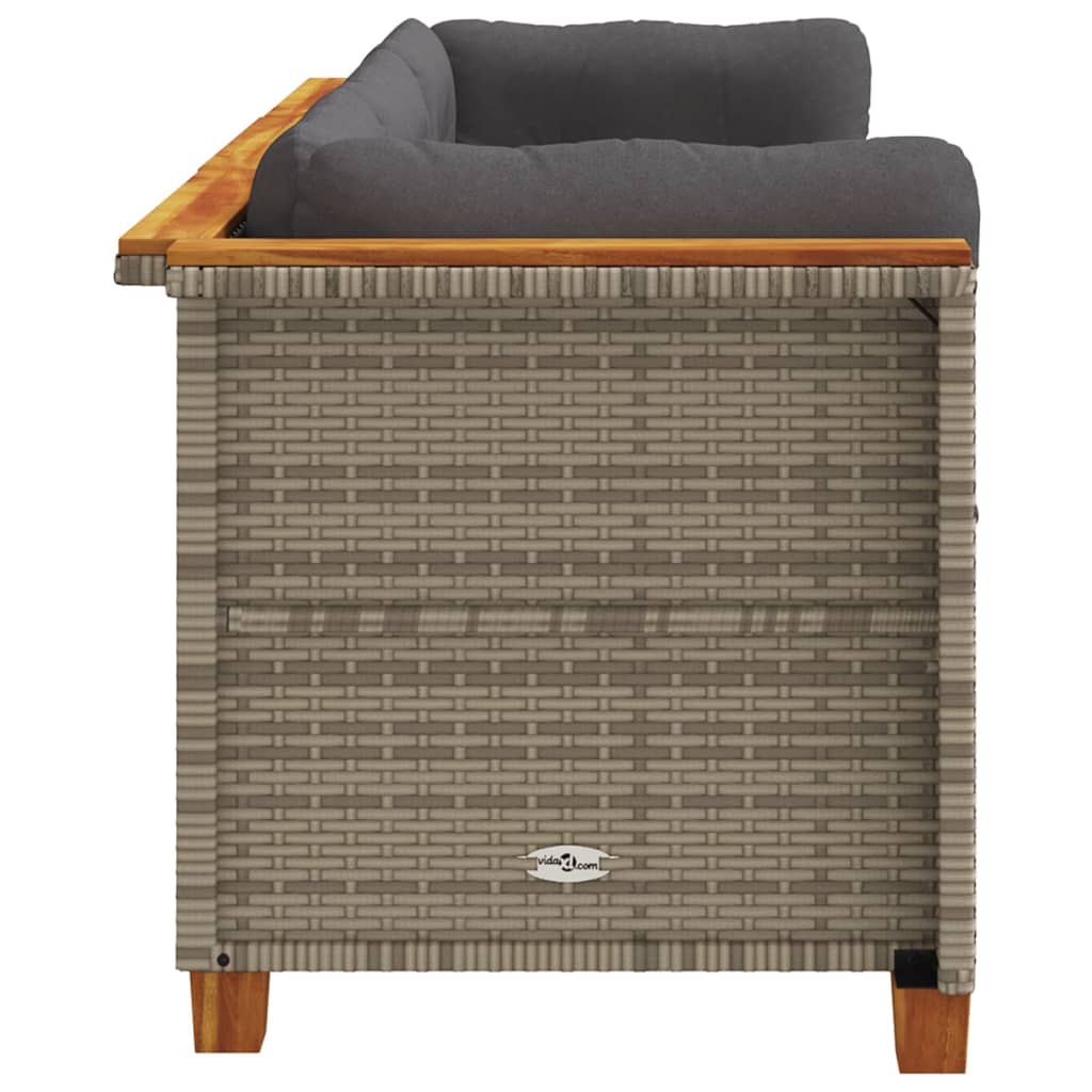 vidaXL Καναπές Κήπου Τριθέσιος Γκρι από Συνθετικό Ρατάν με Μαξιλάρια