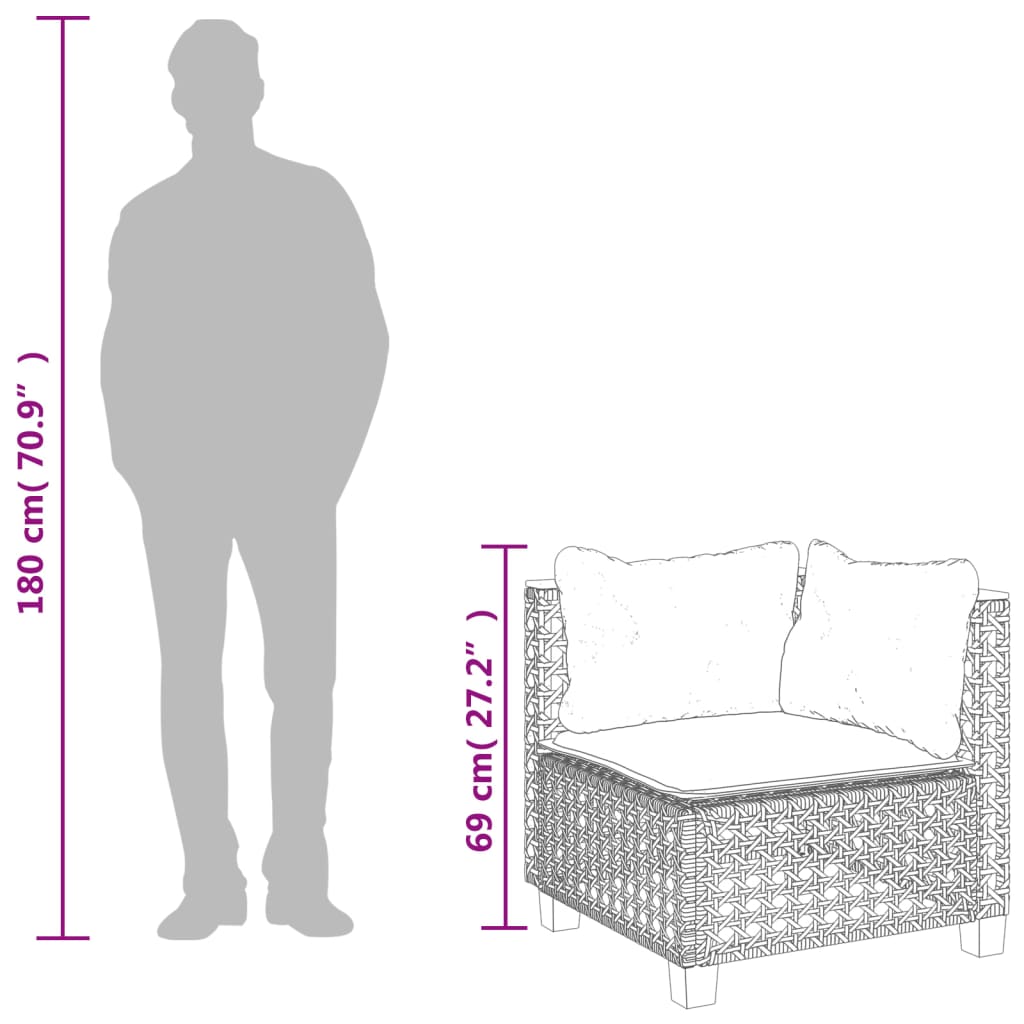 vidaXL Καναπές Κήπου Γωνιακός Μπεζ Συνθετικό Ρατάν με Μαξιλάρια