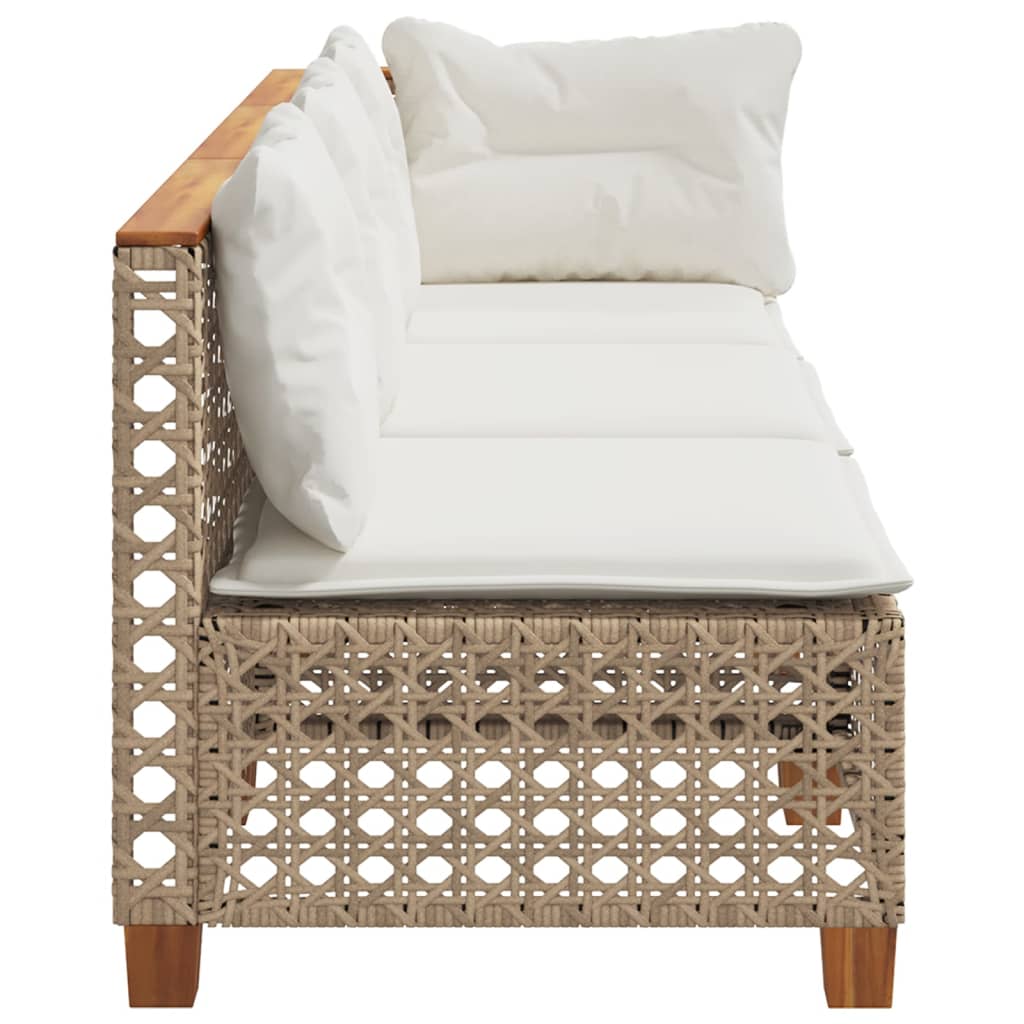 vidaXL Καναπές Κήπου Τριθέσιος Μπεζ από Συνθετικό Ρατάν με Μαξιλάρια