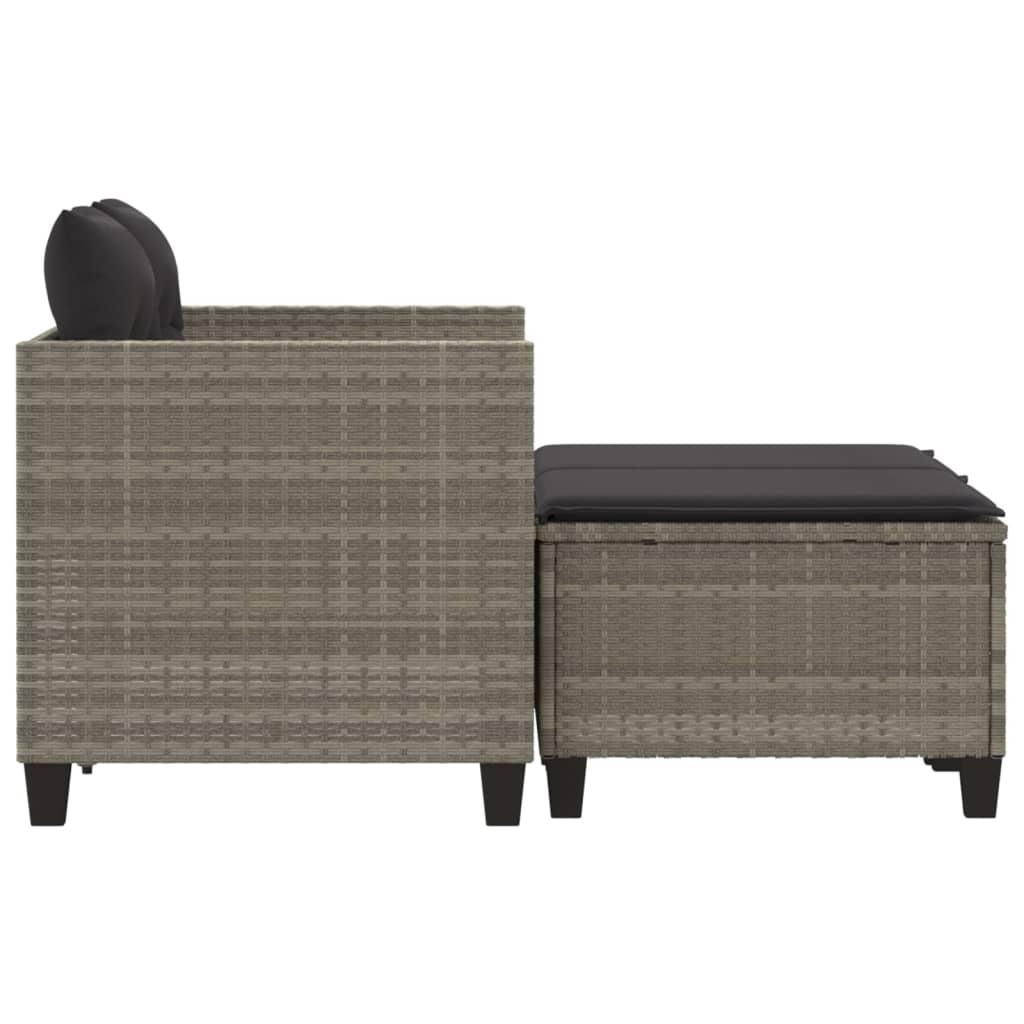 vidaXL Καναπές Κήπου Διθέσιος με Σκαμπό Ανοιχτό Γκρι Συνθετικό Ρατάν