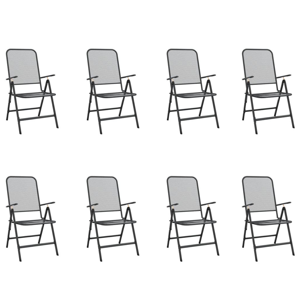 vidaXL Σετ Τραπεζαρίας Κήπου 9 Τεμαχίων Ανθρακί από Μεταλλικό Πλέγμα