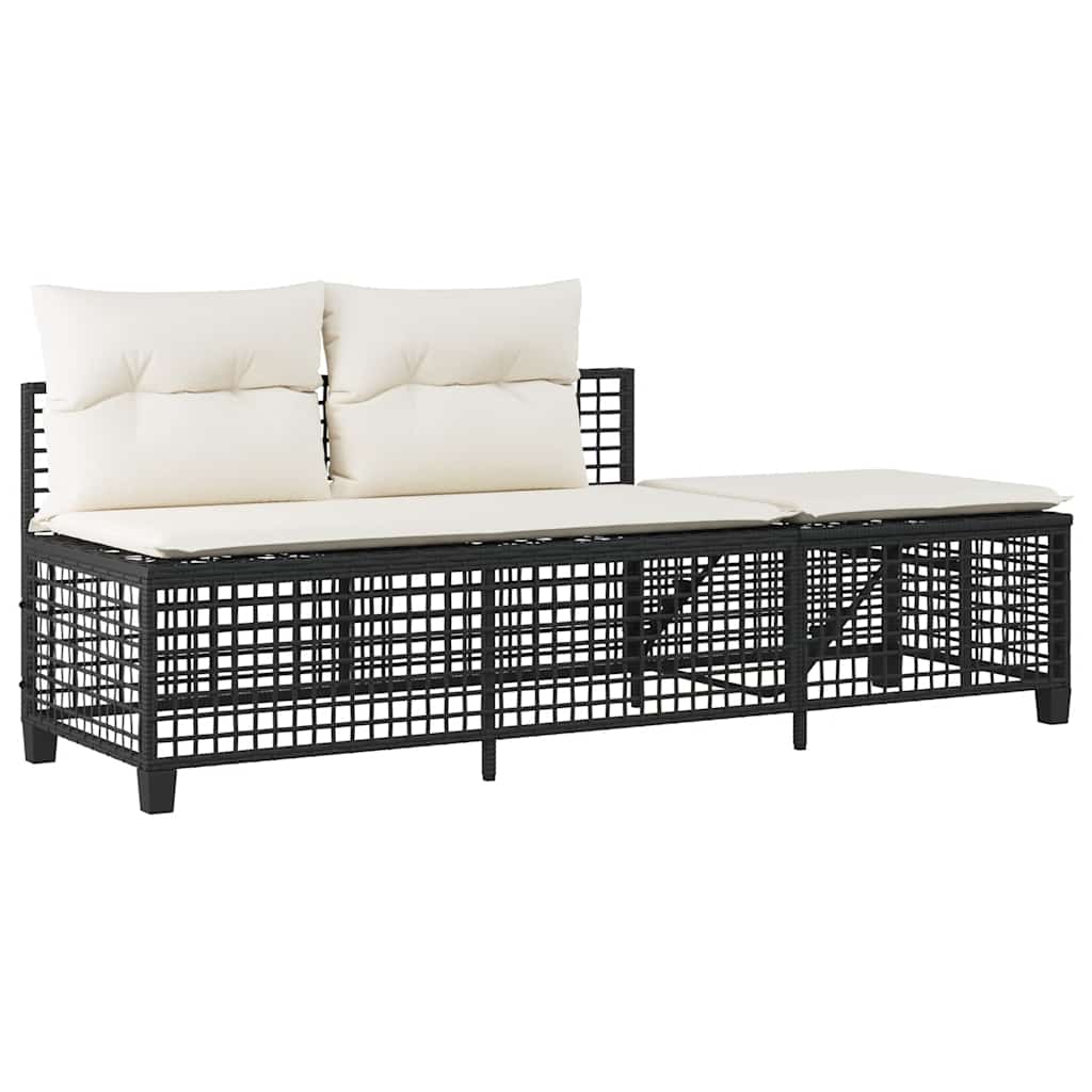 vidaXL Σετ Γωνιακού Καναπέ Κήπου 3Τεμ. Μαύρο Συνθετικό Ρατάν Μαξιλάρια