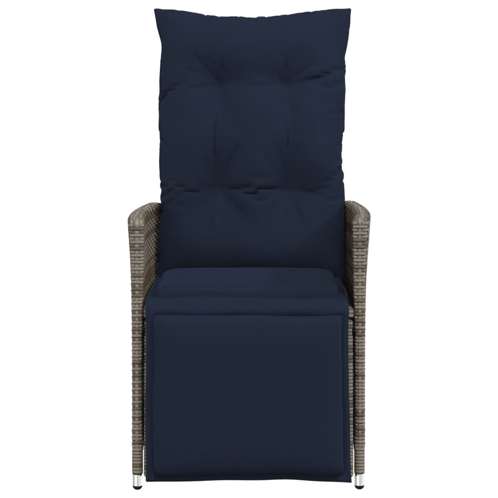 vidaXL Ανακλινόμενη Πολυθρόνα Κήπου με Μαξιλάρια Γκρι από Συνθετικό Ρατάν