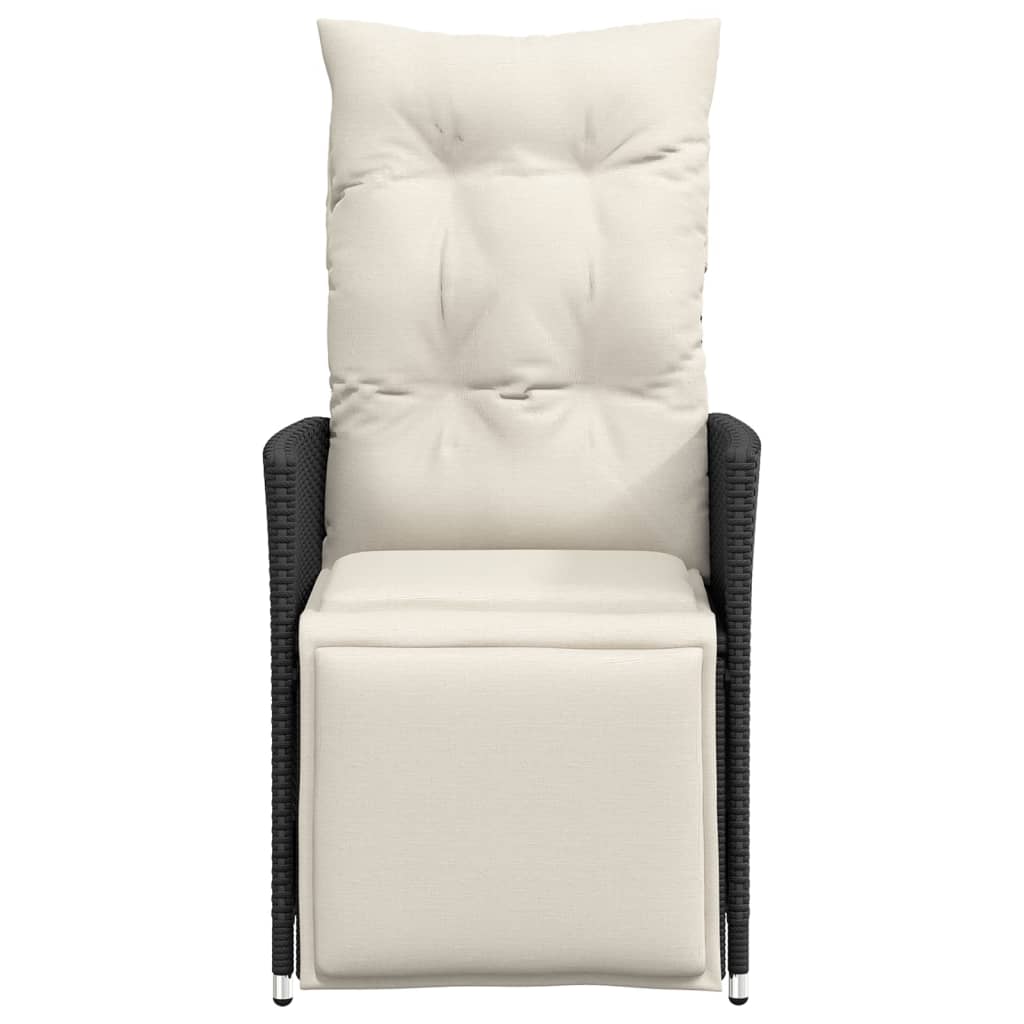 vidaXL Πολυθρόνες Κήπου Ανακλ/νες 2 τεμ. Μαύρες Συνθ. Ρατάν+Μαξιλάρια