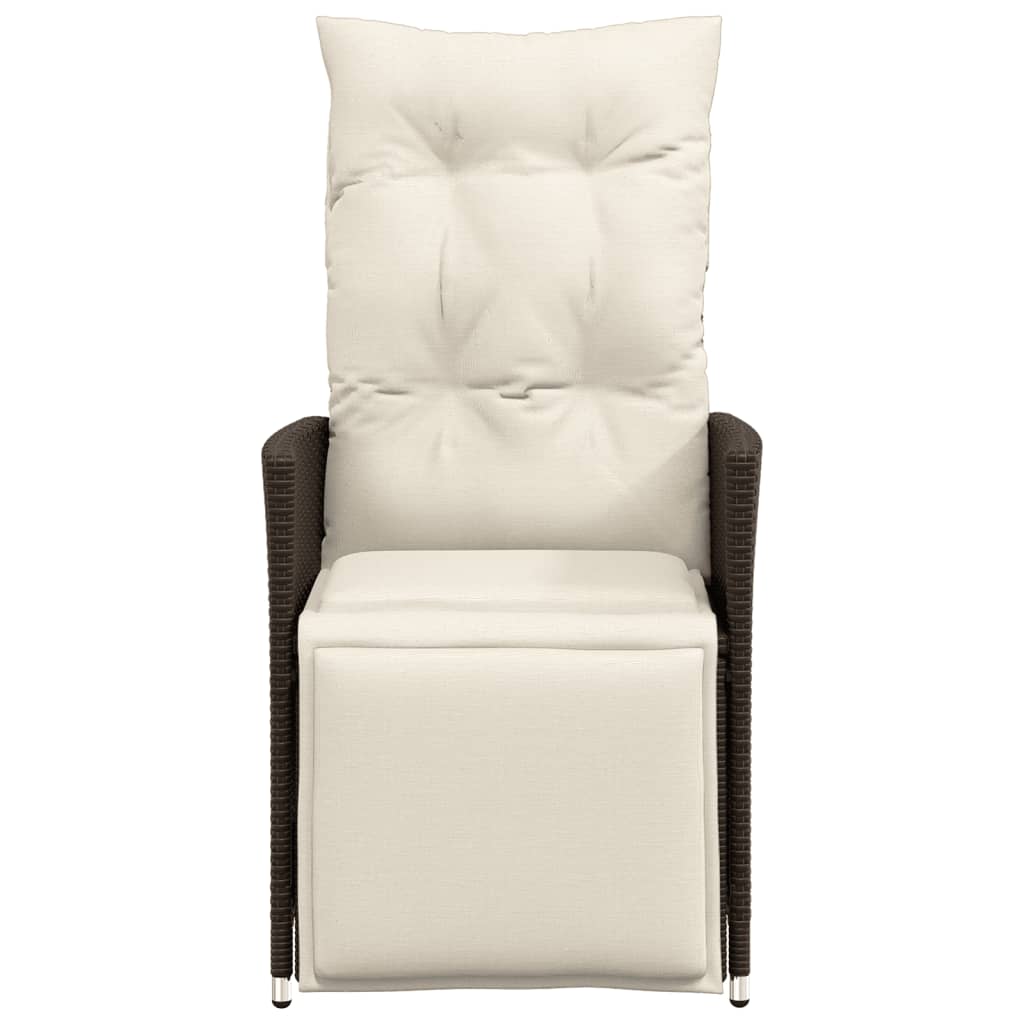 vidaXL Καρέκλες Κήπου Ανακλ/νες 2 τεμ. Καφέ Συνθ. Ρατάν + Μαξιλάρια