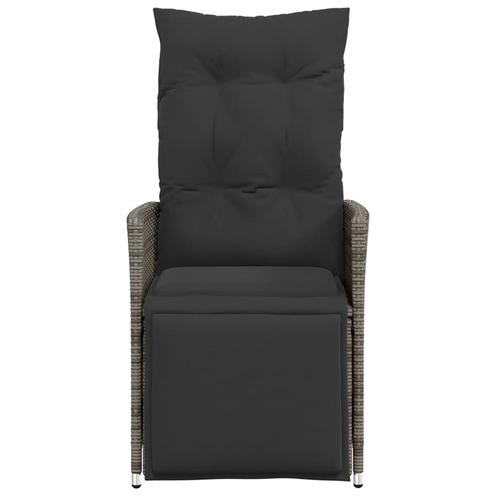 vidaXL Καρέκλες Κήπου Ανακλ/νες 2 τεμ. Γκρι Συνθ. Ρατάν + Μαξιλάρια