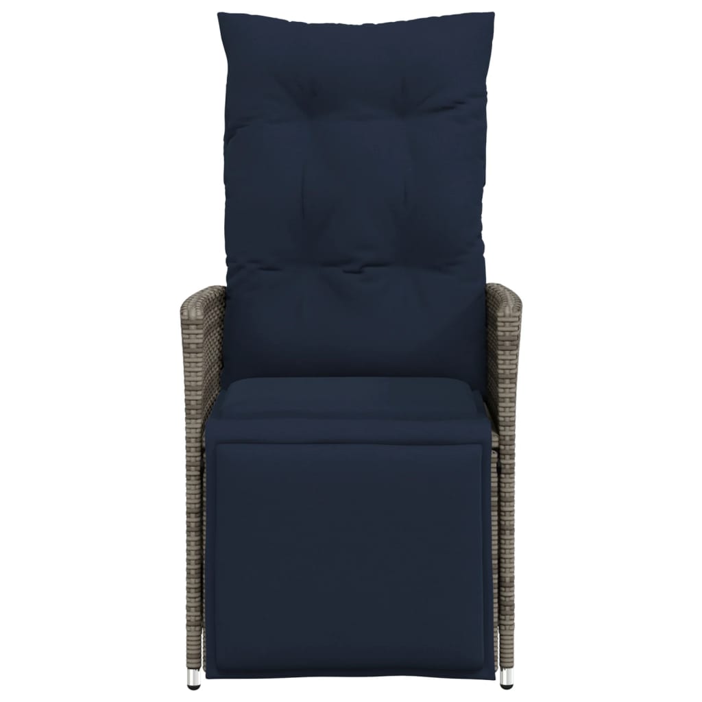 vidaXL Ανακλινόμενες Καρέκλες Κήπου 2 τεμ. με Μαξιλάρια Γκρι από Συνθετικό Ρατάν