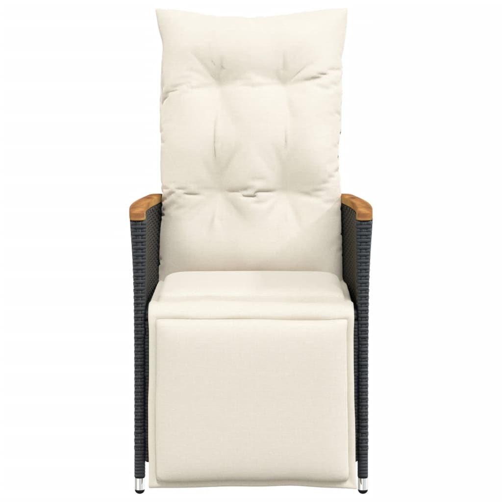 vidaXL Πολυθρόνες Κήπου Ανακλ/νες 2 τεμ. Μαύρες Συνθ. Ρατάν+Μαξιλάρια