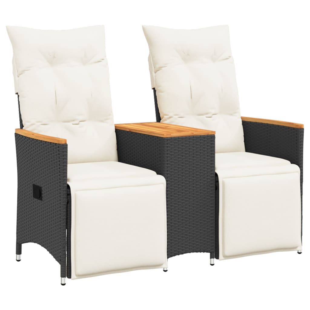 vidaXL Καναπές Κήπου Ανακλινόμενος Διθέσιος με Τραπέζι Συνθ Ρατάν