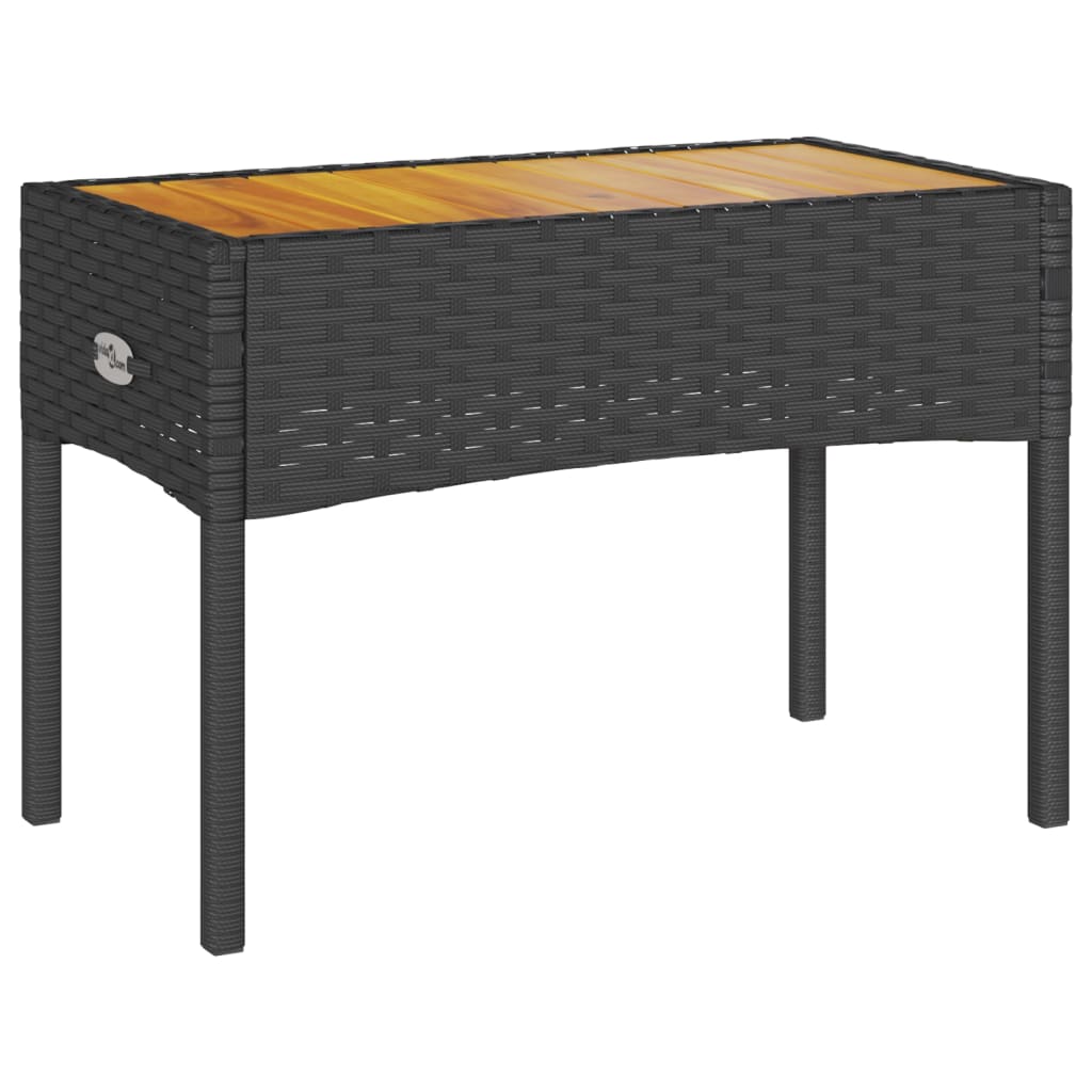 vidaXL Παγκάκι Κήπου Διθέσιο Μαύρο Συνθετ. Ρατάν με Μαξιλάρια/Τραπέζι