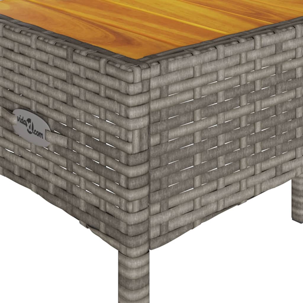 vidaXL Παγκάκι Κήπου Διθέσιο Γκρι Συνθετικό Ρατάν με Μαξιλάρια/Τραπέζι
