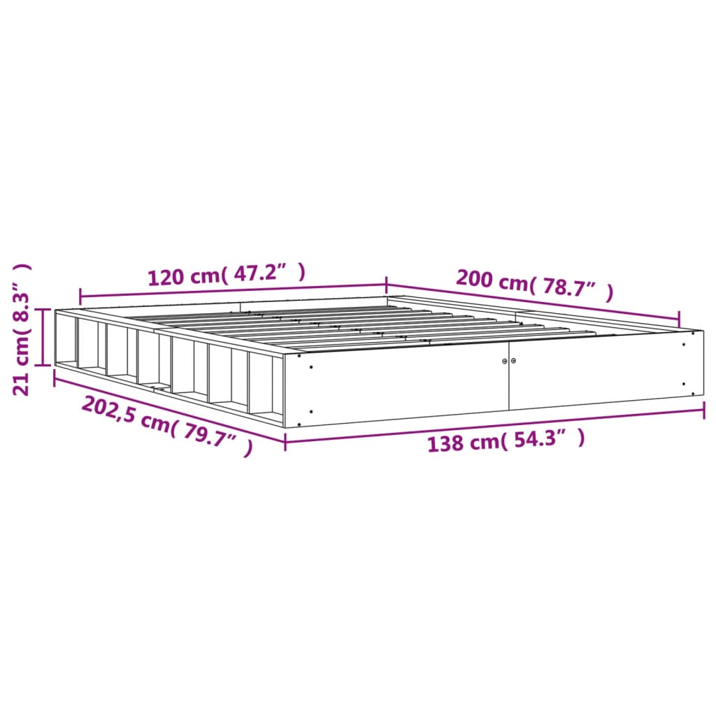 vidaXL Σκελετός Κρεβ. Χωρίς Στρώμα Καφέ Κεριού 120x200 εκ Μασίφ Πεύκο