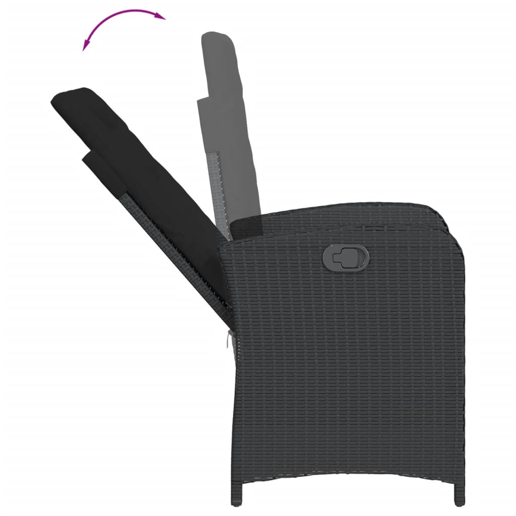 vidaXL Σετ Τραπεζαρίας Κήπου 3 τεμ. Μαύρο Συνθετικό Ρατάν με Μαξιλάρια