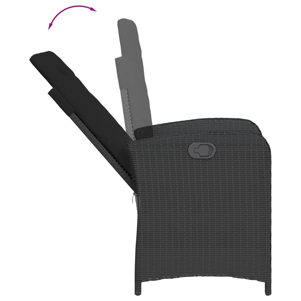 vidaXL Σετ Τραπεζαρίας Κήπου 3 τεμ. Μαύρο Συνθετικό Ρατάν με Μαξιλάρια