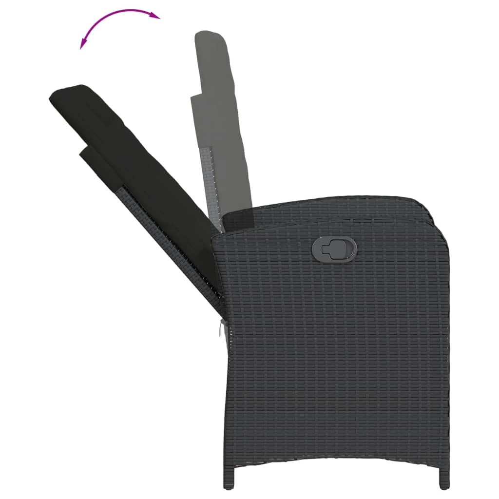 vidaXL Σετ Τραπεζαρίας Κήπου 7 Τεμ. Μαύρο Συνθετικό Ρατάν με Μαξιλάρια