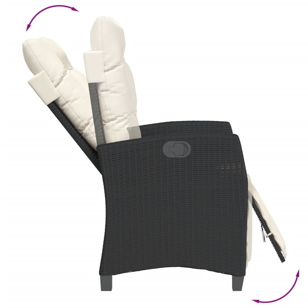 vidaXL Σετ Τραπεζαρίας Κήπου 5 Τεμαχίων Μαύρο Συνθ. Ρατάν με Μαξιλάρια