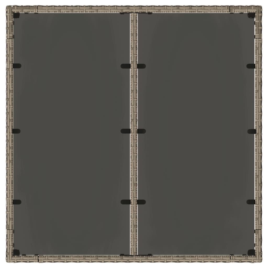 vidaXL Τραπέζι Κήπου με Γυάλινη Επιφάνεια Γκρι 90x90x75 εκ Συνθ. Ρατάν